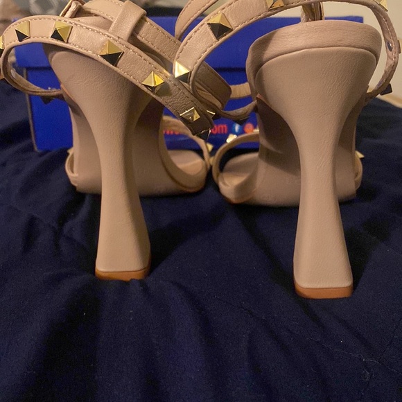 Nude Spiked Strap Heels - Picture 7 of 7